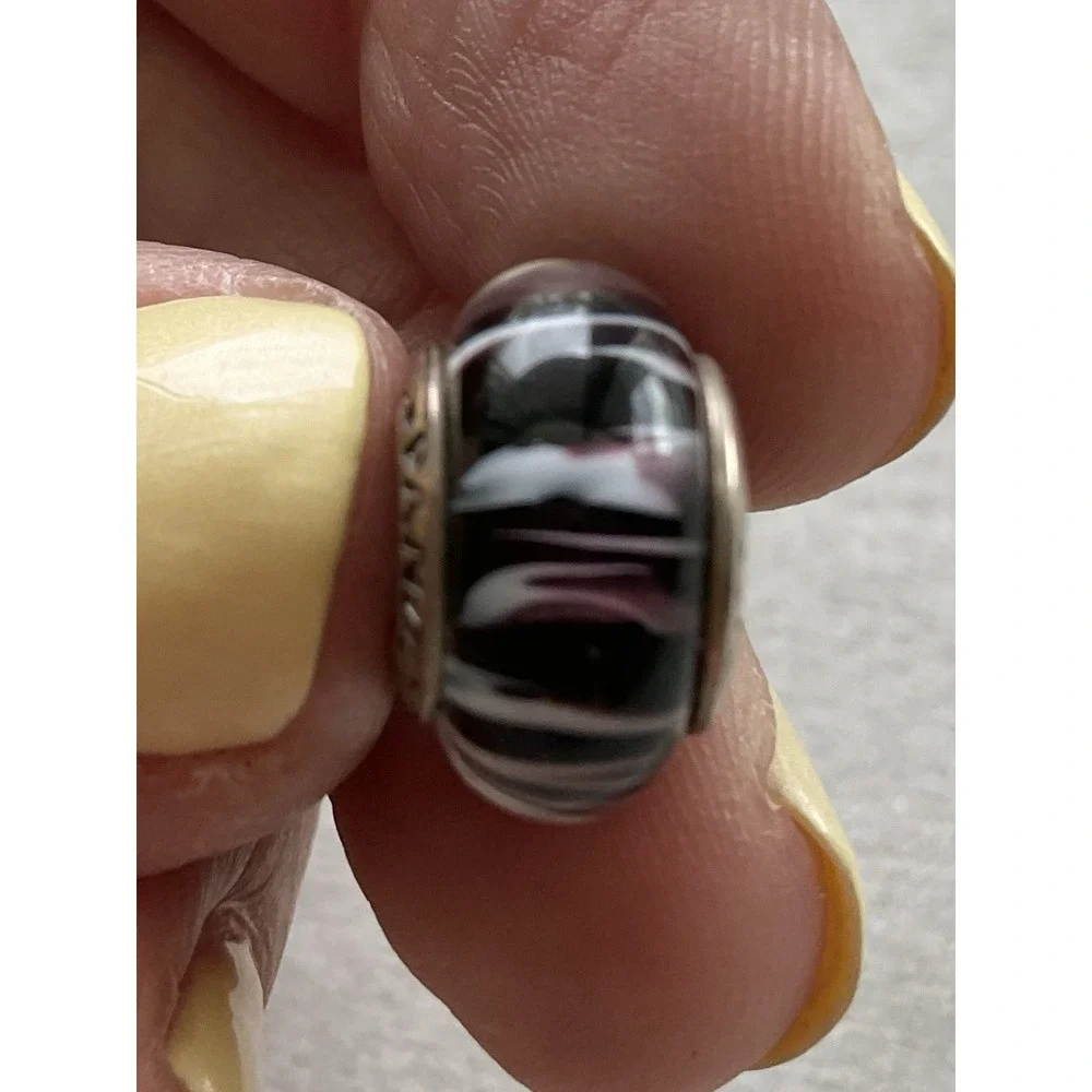 retired Pandora African Plains Zebra Murano Glass Bead Charm ALE 925